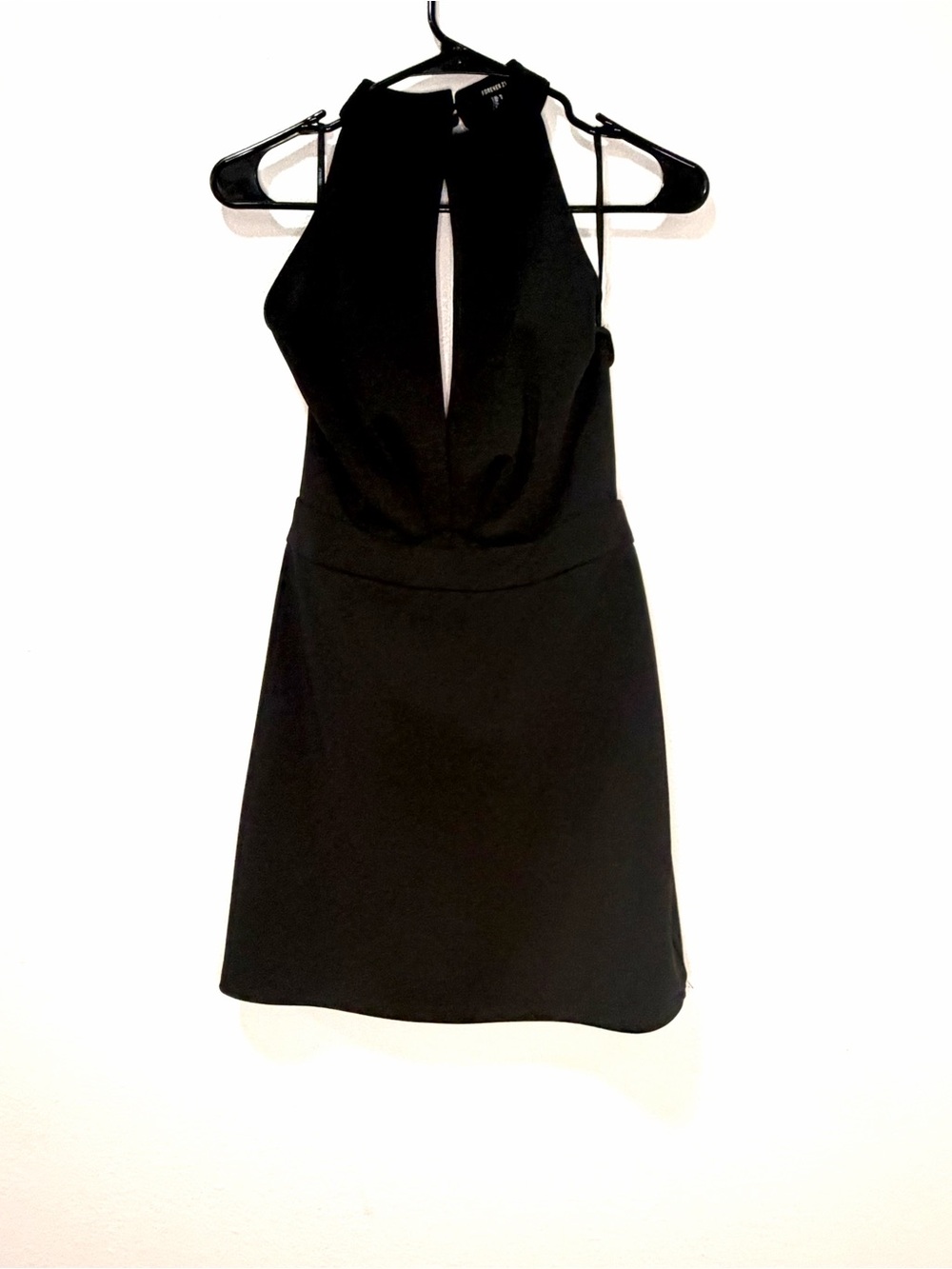 Forever 21 Black Halter Mini Dress with Front Keyhole